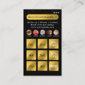 Beauty Nails Social Media Black Gold Treue Cards Visitenkarte (Rückseite)