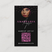 Beauty Nails Social Media Black Pink Loyalty Cards Visitenkarte (Vorderseite)