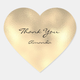 Beauty Name Bridal Herz Danke Champaigne Metallic Herz-Aufkleber