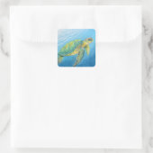 Beauty of the turtle quadratischer aufkleber (Tasche)