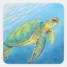 Beauty of the turtle quadratischer aufkleber