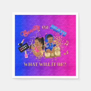 Beauty or Beats Blau Hot Pink Gold Geschlecht Enth Serviette