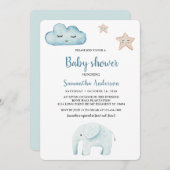Beauty Pastel Blue Elephant Einladung (Vorne/Hinten)