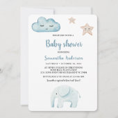 Beauty Pastel Blue Elephant Einladung (Vorderseite)