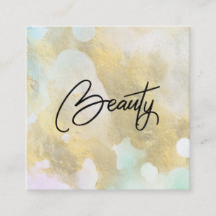 *~* BeAUTY Pastell Rainbow Gold Foil Business Card Quadratische Visitenkarte