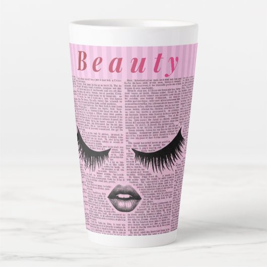 Beauty Pink Feminine Latte Mug – Fashion Aesthetic Milchtasse (Vorderseite)