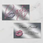 Beauty Pink Sparkle Lippen Glitzer Text Visitenkarte (Vorne/Hinten)