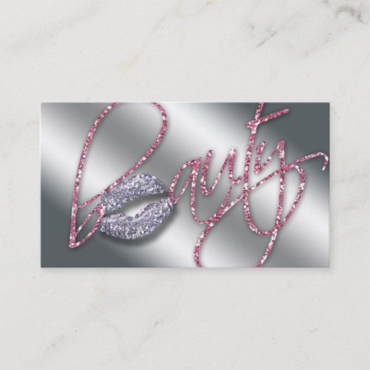 Beauty Pink Sparkle Lippen Glitzer Text Visitenkarte (Vorderseite)
