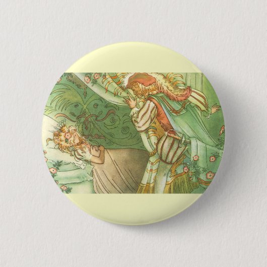 Beauty Princess, Vintage Märchen Button (Vorderseite)