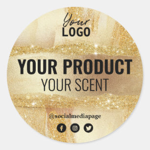 Beauty Product Labels mit Gold Glitzer und Tinte Runder Aufkleber