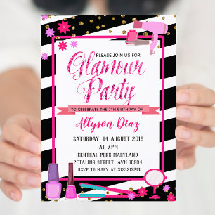 Beauty Queen Glamour Party Geburtstagsfeier Einlad Einladung