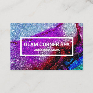 *~ Beauty Rainbow QR Glitzer Glitz Glam Luxe Visitenkarte