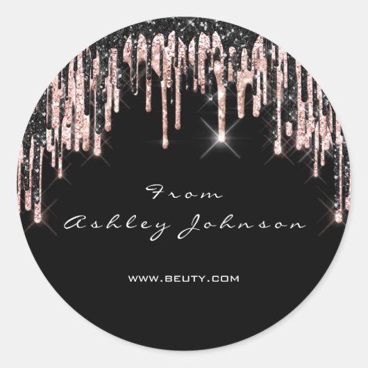 Beauty Rose Black Tropfens Web Danke Bride 16. Runder Aufkleber (Vorderseite)