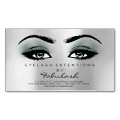 Beauty Salon Aquamarin Silber Adress Makeup Lashes Magnetische Visitenkarte (Vorderseite)