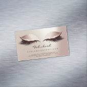Beauty Salon Blush Rose Gold Adress Makeup Lashes Magnetische Visitenkarte (Beispiel)