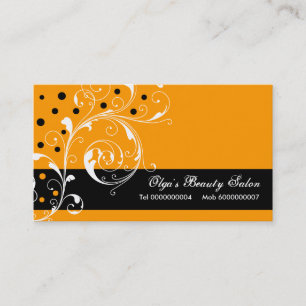 Beauty Salon Blütenblatt schwarz, orange Visitenkarte