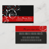 Beauty Salon Blütenblatt schwarz, rot Visitenkarte (Vorne/Hinten)