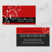 Beauty Salon Blütenblatt schwarz, rot Visitenkarte (Vorne/Hinten)