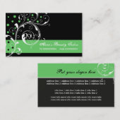 Beauty Salon Blütenblätterblättrig schwarz grün Visitenkarte (Vorne/Hinten)