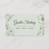 Beauty Salon Botanical Sage Green QR Code Visitenkarte (Vorderseite)