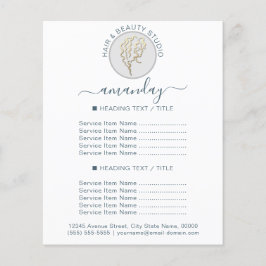Beauty Salon Friseur Logo White Blu Preisliste Flyer