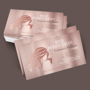Beauty Salon Friseursalon Brushed Rose Gold Metali Visitenkarte