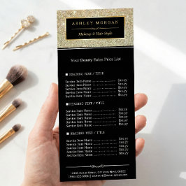 Beauty Salon Funky Gold Glitzer Glamour Preisliste Werbekarte