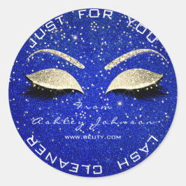 Beauty Salon Glitzer Blue Gold Lash Cleaner Runder Aufkleber