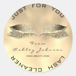 Beauty Salon Glitzer Gold Lash Cleaner Metall-Imit Runder Aufkleber