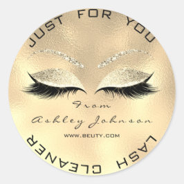 Beauty Salon Glitzer Gold Lash Cleaner Sepia Imita Runder Aufkleber