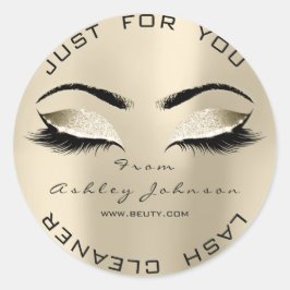 Beauty Salon Glitzer Gold Lash CleanerChampaigne Runder Aufkleber