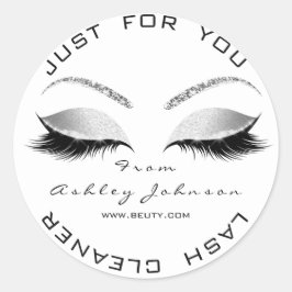 Beauty Salon Glitzer Grau Black Whi Lashes Runder Aufkleber