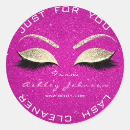Beauty Salon Glitzer Hot Pink Gold Lashes Runder Aufkleber