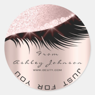 Beauty Salon Glitzer Lash Cleaner Rosa Augen Runder Aufkleber