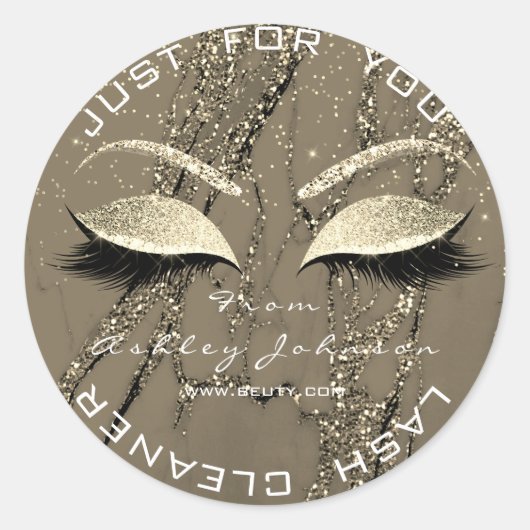 Beauty Salon Glitzer Marble Gold Lashes Runder Aufkleber (Vorderseite)
