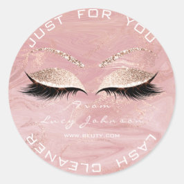 Beauty Salon Glitzer Pink Marblel Lashes Runder Aufkleber