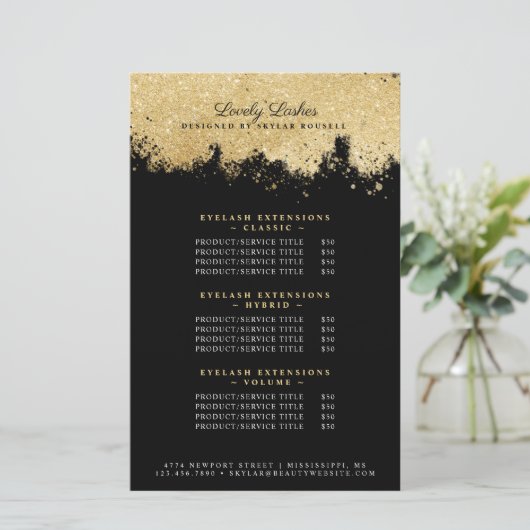 Beauty & Salon Gold & Black Luxury Service Preise (Stehend Vorderseite)