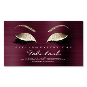 Beauty Salon Gold Glitzer Adress Lashes Magnetische Visitenkarte
