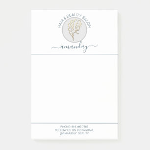 Beauty Salon Golden Logo Friseur White Elegant Post-it Klebezettel