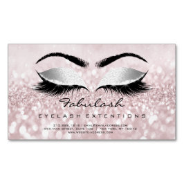 Beauty Salon Gray Pink Rose Adress Makeup Lashes Magnetische Visitenkarte