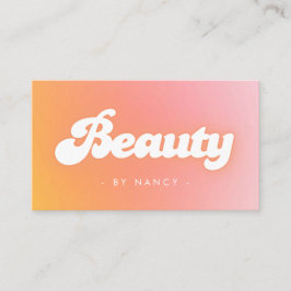 Beauty Salon Groovy Retro Peach Business Card Visitenkarte