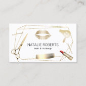 Beauty Salon Haar Stylist Geometric Gold Frame Visitenkarte (Vorderseite)