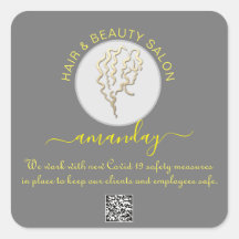 Beauty Salon Hair Covid Logokombination Friseur QR