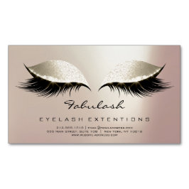 Beauty Salon Ivory Rose Gold Adress Makeup Lashes Magnetische Visitenkarte
