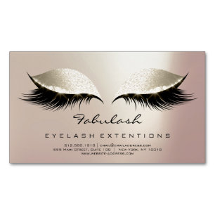 Beauty Salon Ivory Rose Gold Adress Makeup Lashes Magnetische Visitenkarte