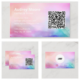 Beauty Salon Lashes Brows Logo QR Code Visitenkarte