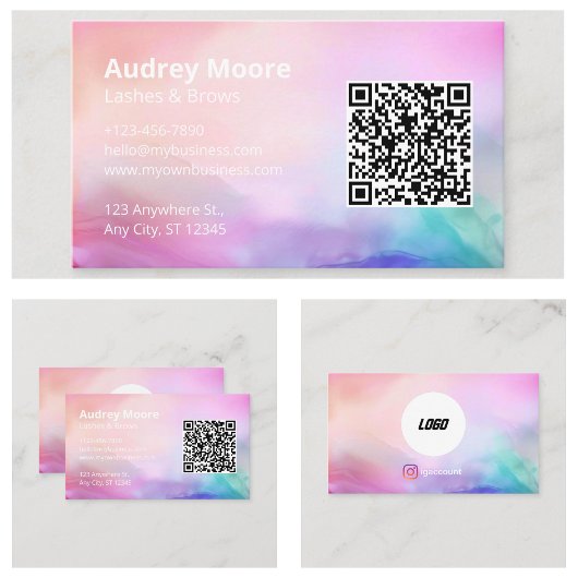 Beauty Salon Lashes Brows Logo QR Code Visitenkarte