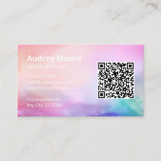 Beauty Salon Lashes Brows Logo QR Code Visitenkarte (Vorderseite)