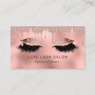 Beauty Salon Lashes Glitzer Rose Gold Visitenkarte