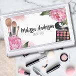 Beauty Salon Makeup Artist Visitenkarten Dose<br><div class="desc">Dieses visuelle Fest mit seinen lebhaften Farben und seinen kahmen Blüten eignet sich hervorragend für Make-up-Künstler,  Schönheitsblogger,  Einflusspersonen und alle,  die eine Touch von farbenprächtiger Blumen-Eleganz mit einer Touch Glam suchen. Mit rosafarbenen Pfannkuchen,  Make-up-Palette und Make-up-Pinseln. Sie können den gesamten Text anpassen. Blumensalon Makeup Artist Business Card Fall</div>